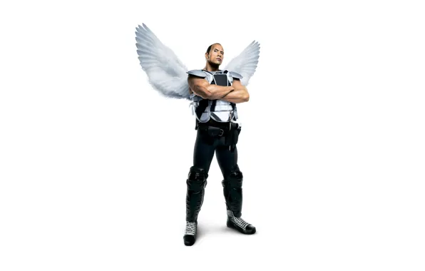 Wings, angel, fantasy, white background, athlete, form, poster, muscles