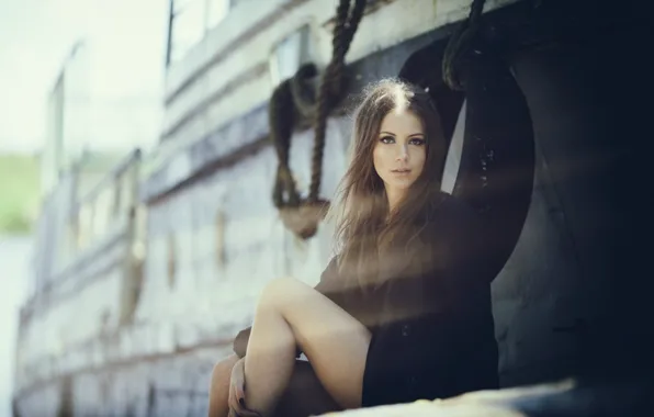 Picture look, girl, face, model, legs, beauty, sitting, Kseniya Kokoreva
