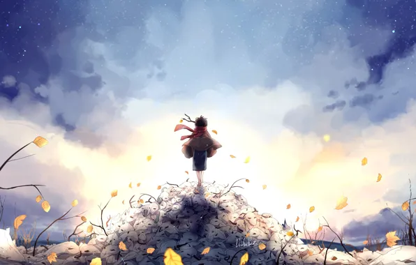 The sky, boy, skull