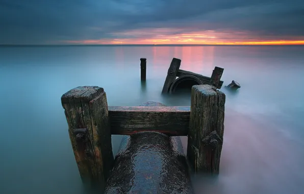 Picture sea, landscape, sunset, support