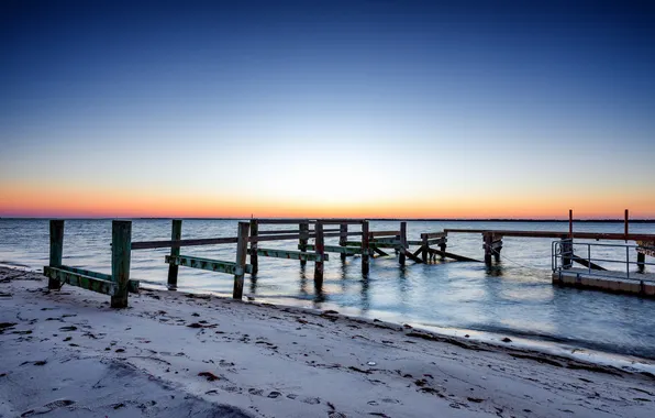 Sea, landscape, sunset