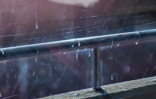 Drops, rain, railings, by K.Hati
