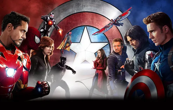 Picture Scarlett Johansson, Vision, Iron Man, Falcon, Captain America, spider man, Black Widow, Robert Downey Jr.