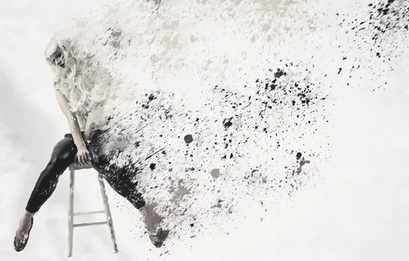 Girl, chair, destruction