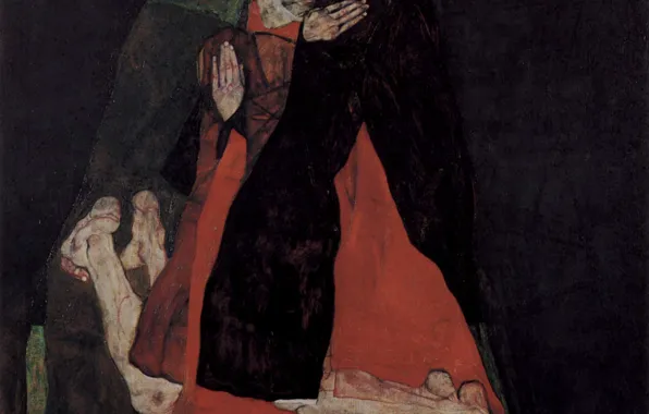 Picture Egon Schiele, Love or affection, Cardinal and nun