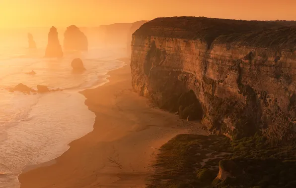 Picture sea, beach, light, rocks, dawn, shore