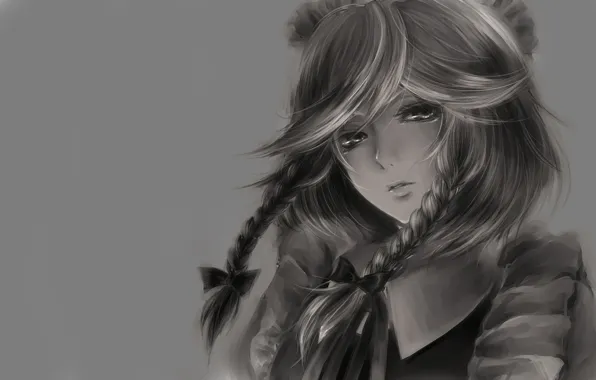 Picture look, face, background, Wallpaper, anime, b/W, girl, picture