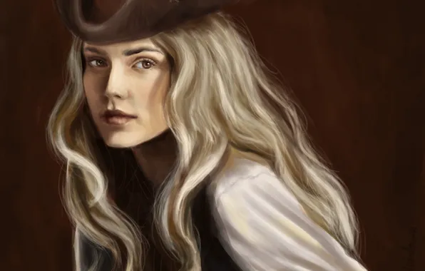 Girl, hair, hat, art, cocked hat