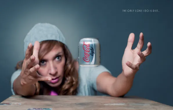 Girl, thirst, hands, Coca-Cola, Coca-Cola Light