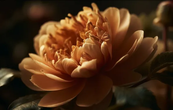 Flower, macro, light, flowers, yellow, petals, cream, peony