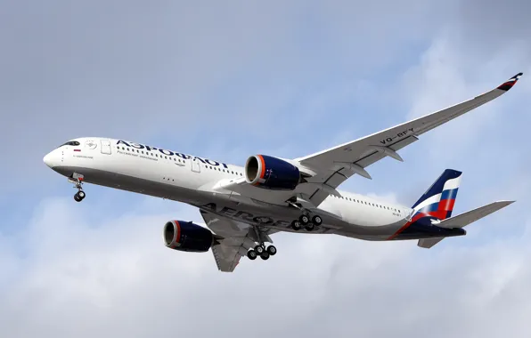 The plane, Liner, Aeroflot, Landing, Airbus, Aeroflot, Airbus A350-900, Chassis