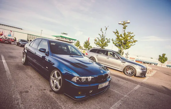 BMW, Blue, Sedan, E39