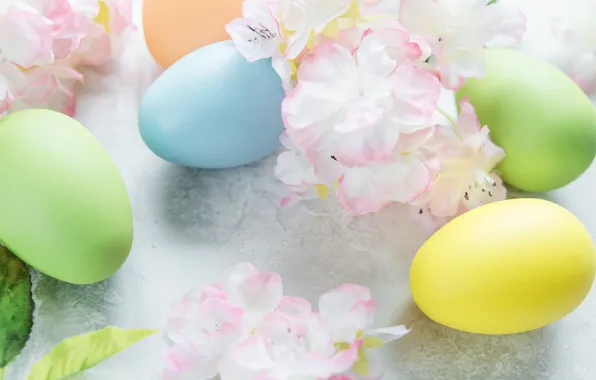 Flowers, Easter, flowers, spring, Easter, eggs, Happy, the painted eggs