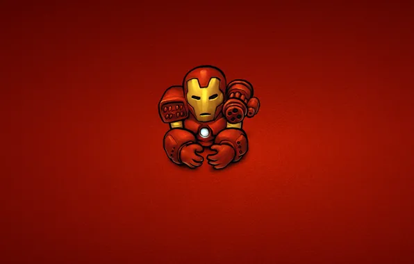 Red, steel, minimalism, iron man, marvel, comic, iron man
