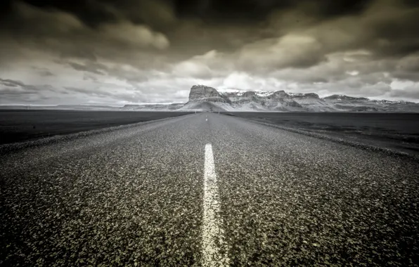 Road, mountains, Iceland