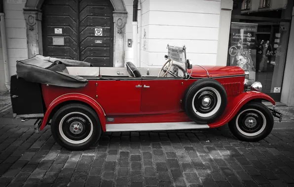 Machine, pavers, Prague, convertible, oldcar