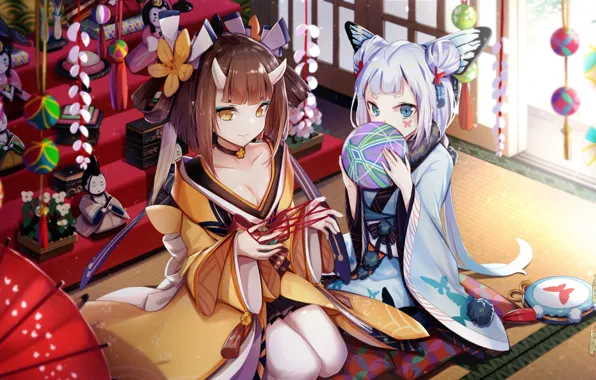 Girls, Anime, Onmyouji, Creatures