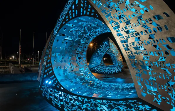 Night, lighting, sculpture, Oregon, Beaverton