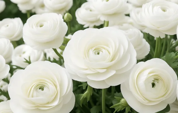 White, flower, flowers, green, green, tenderness, figure, plant