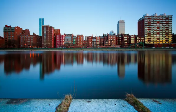 The city, river, home, morning, Boston