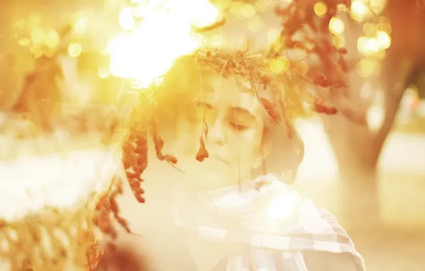 Autumn, girl, light, mood
