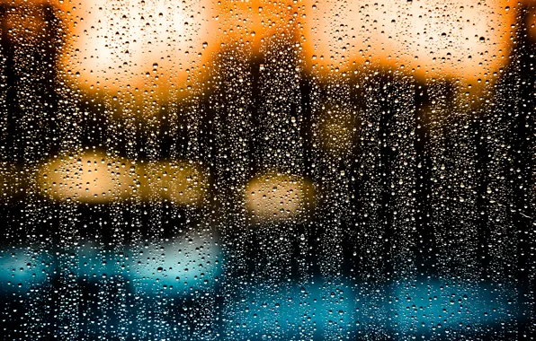 Picture glass, drops, rain