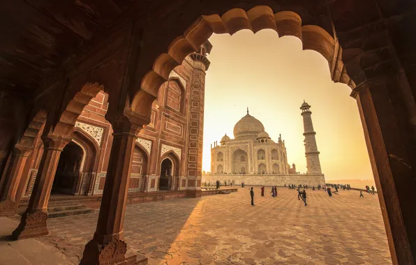 Picture India, Taj Mahal, mosque, the mausoleum, Agra, Taj Mahal, Agra, India