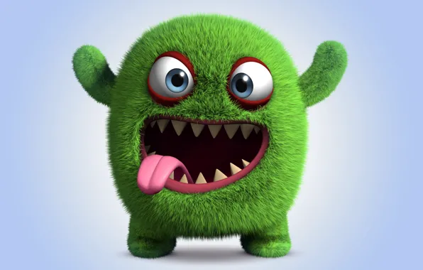 Monster, monster, smile, cartoon, character, funny, cute, fluffy