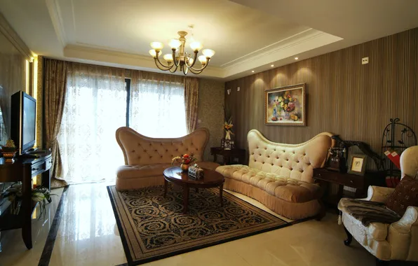 Comfort, retro, Interior, living room