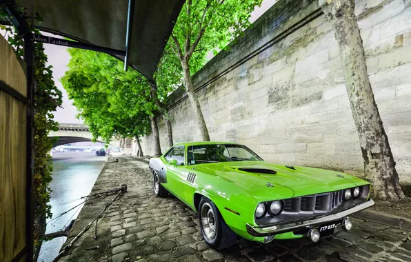 Muscle, 1971, USA, Car, Green, Barracuda, Plymouth