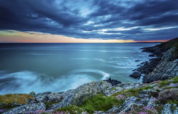 Sea, rocks, coast, Ireland