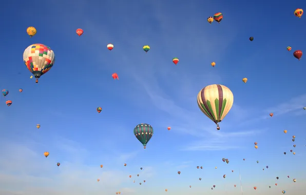 The sky, clouds, flight, balloon, color, parade, Balloon Classic