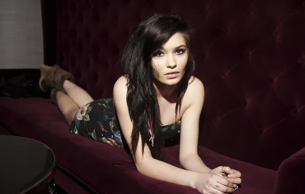 Look, girl, sofa, brunette, tattoo, girl