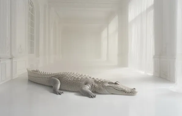 The building, crocodile, art