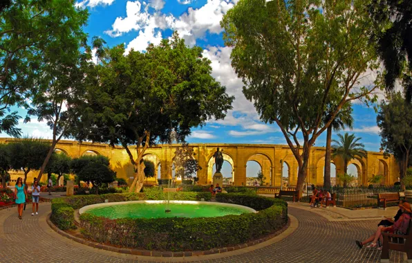 Picture nature, Park, photo, fountain, the bushes, Malta, Valletta