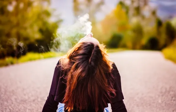 Road, girl, smoke, Nico Sperlea