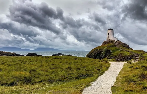 Picture coast, lighthouse, Wales, INIS Llanddwyn