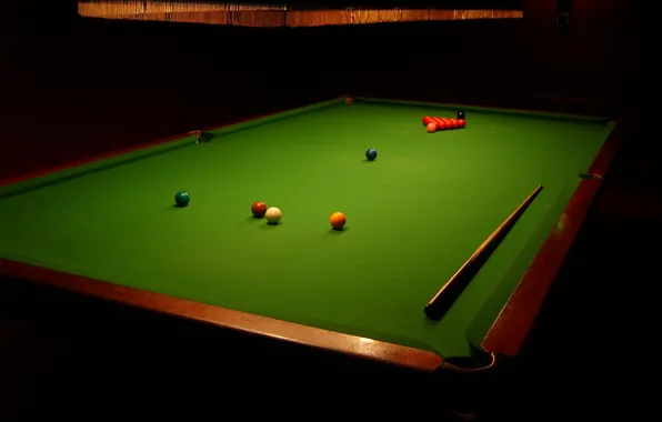 Picture table, balls, sport, Billiards, cue, chandelier., snooker