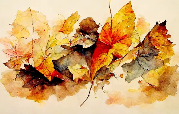 Autumn, leaves, paper, foliage, figure, graphics, picture, art