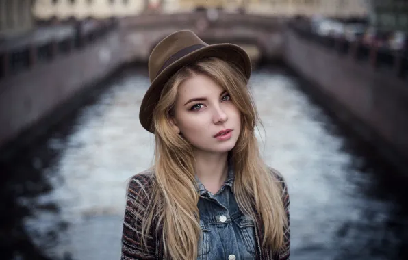 Girl, City, Eyes, River, Sight