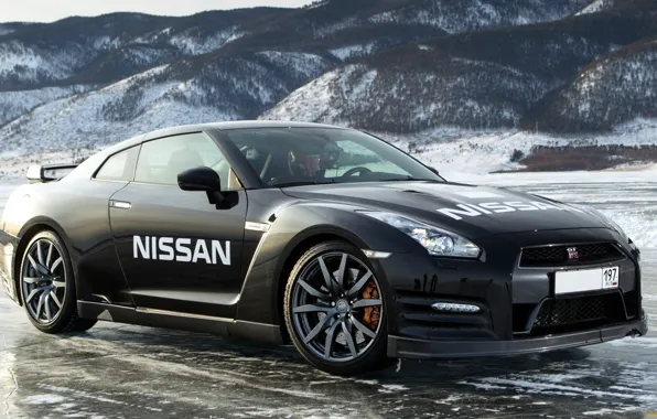 Picture ice, lake, Baikal, GTR, Nissan, R35