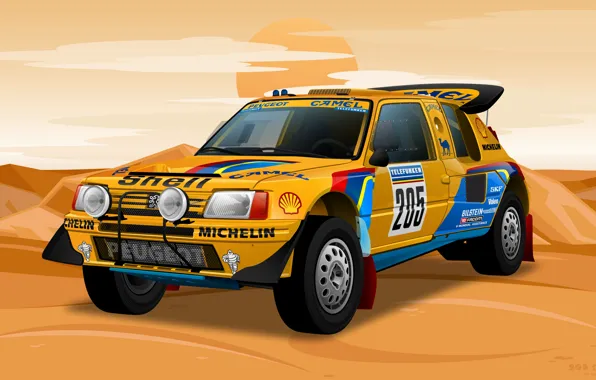 Peugeot, race car, group b, Rally Dakar, t16