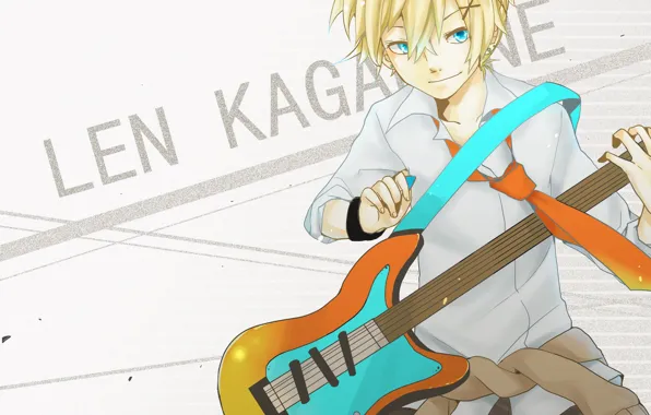 Look, background, anime, guy, Vocaloid, Vocaloid, Kagamine Len