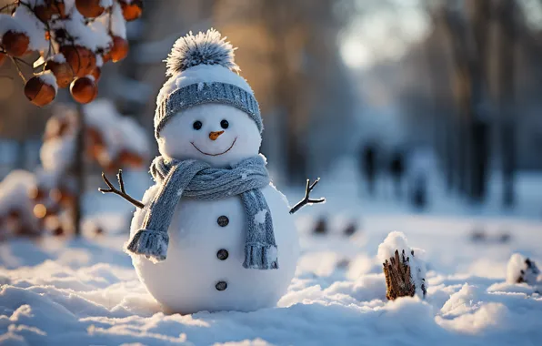 Winter, snow, Christmas, New year, snowman, Christmas, winter, snow