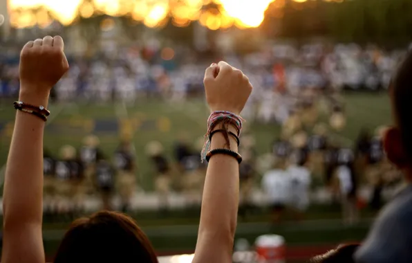 Football, the game, hands, American, fans
