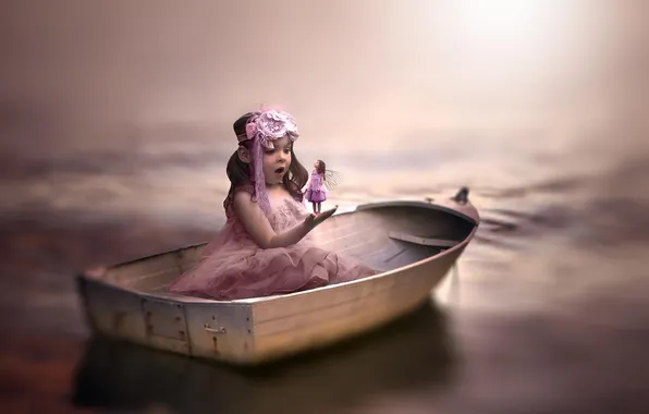 Picture boat, fairy, girl