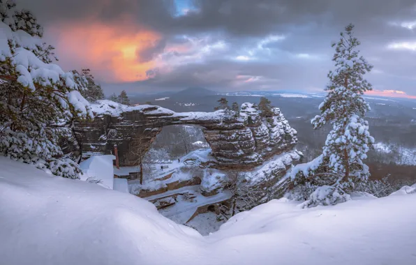 Picture winter, snow, landscape, mountains, nature, rocks, Czech Republic, national Park