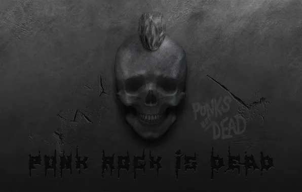 Picture cracked, wall, skull, Mohawk, punk rock, punk rock, punk rock is dead, punk rock is …