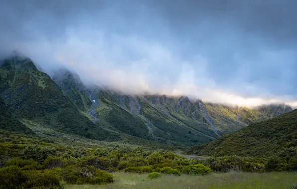 Clouds, Mountains, New Zealand