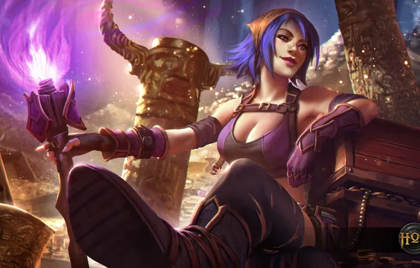 Girl, gold, chest, hon, treasures, Heroes of Newerth, Hunter Hag